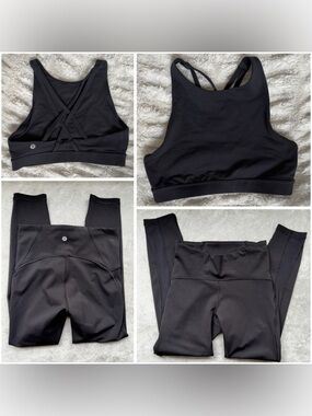 Lululemon Align Black Leggings (6) & Strappy Sports Bra (4) Set